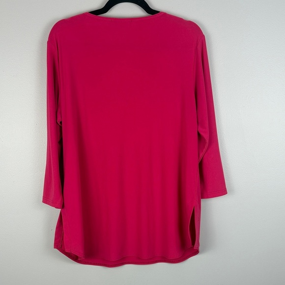 Sympli Fuchsia Smooth Fabric Minimalist Casual 3/4 Sleeve Blouse Size 12 - Picture 11 of 11